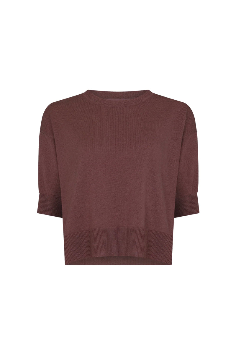 Mahogany Cashmere Half Sleeve Sweater