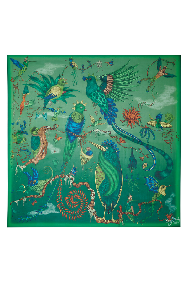 Quetzal Jungle Silk Chiffon Scarf