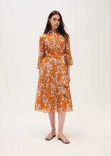 Orange Floral Cotton Voile Dress