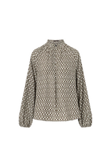 Olive Tile Print Blouse