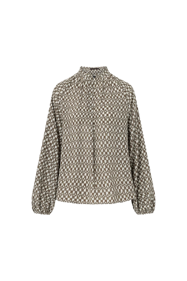 Olive Tile Print Blouse