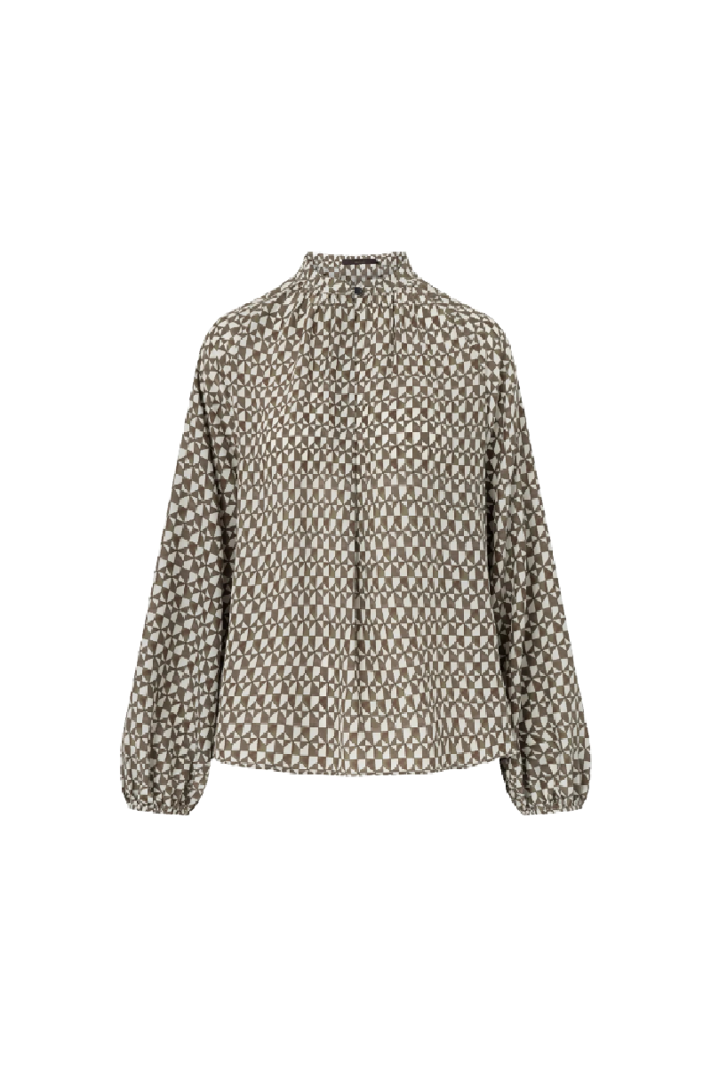 Olive Tile Print Blouse