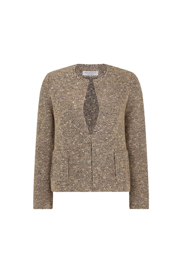 Nocciola Textured Knitted Jacket