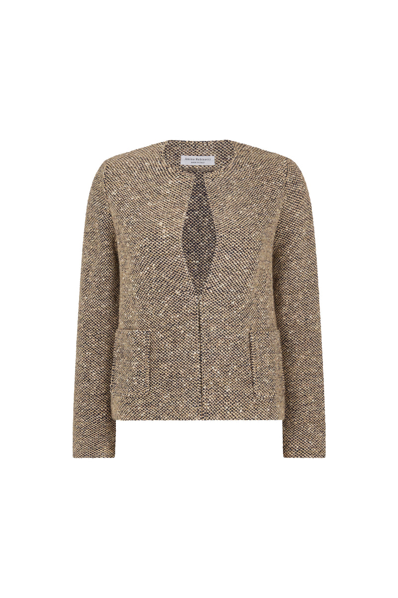 Nocciola Textured Knitted Jacket