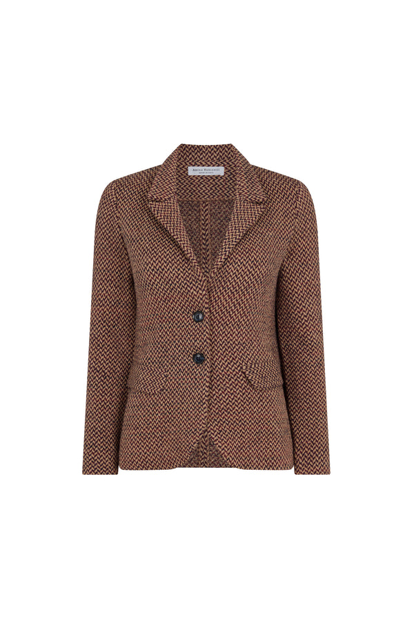 Camel Herringbone Stitched Blazer