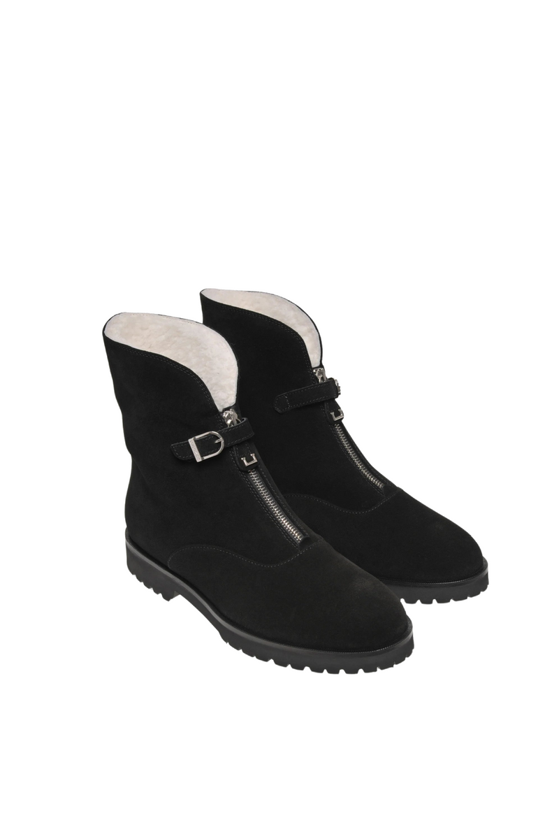 Black Zip Front Ankle Boot
