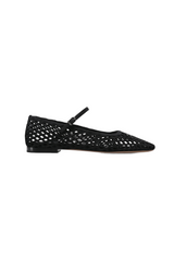 Black Mesh Mary Jane Flat Shoes