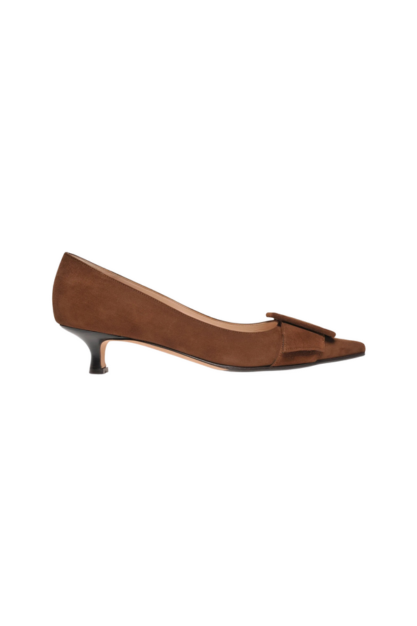 Taupe Suede Kitten Heel Shoe