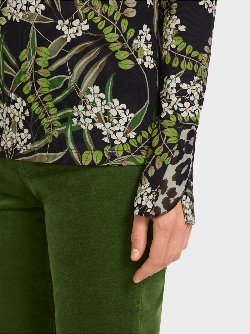 Botanical Print Polo Top