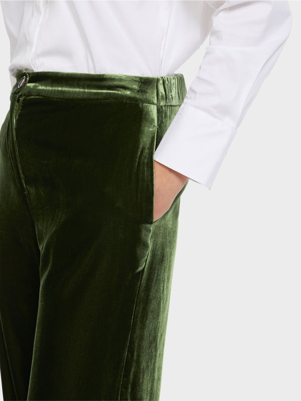 Green Velvet Wide Leg Trousers