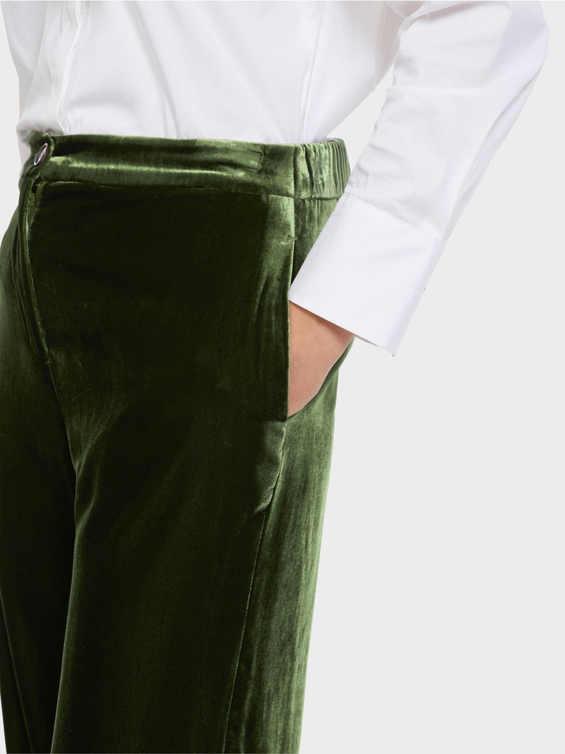 Green Velvet Wide Leg Trousers