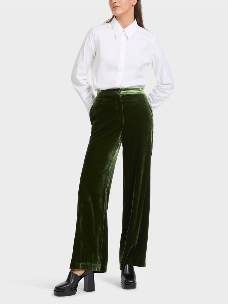 Green Velvet Wide Leg Trousers