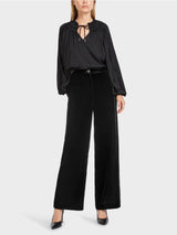 Black Velvet Wide Leg Trousers