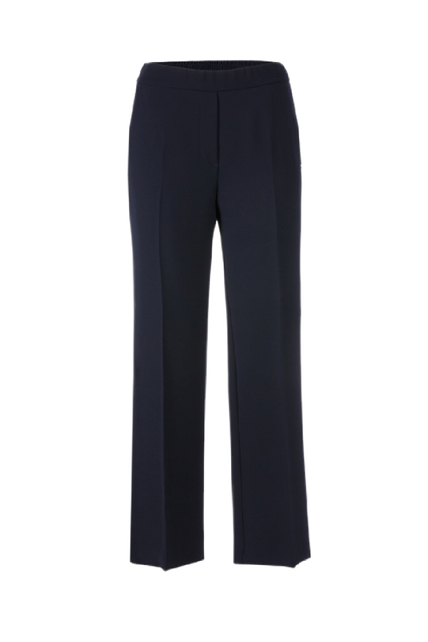 Navy Wide Leg Crepe Trousers