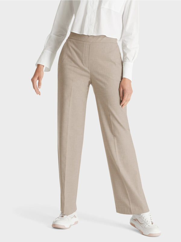 Stone Wide Leg Crepe Trousers