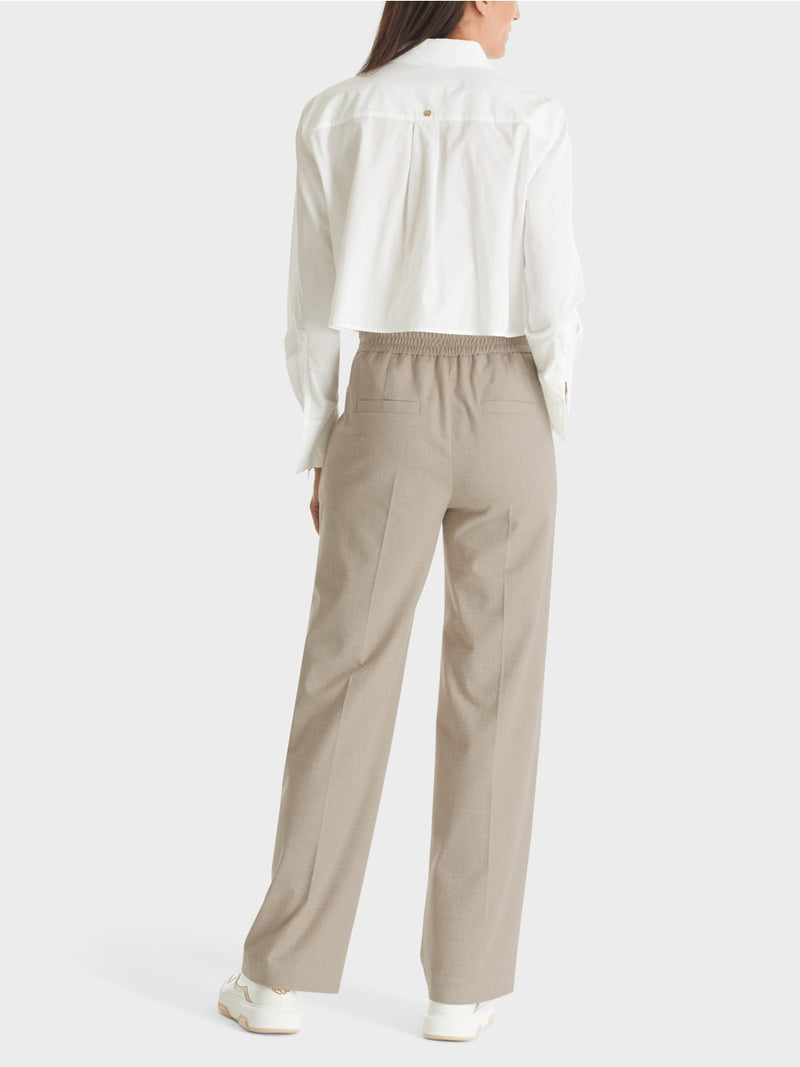 Stone Wide Leg Crepe Trousers