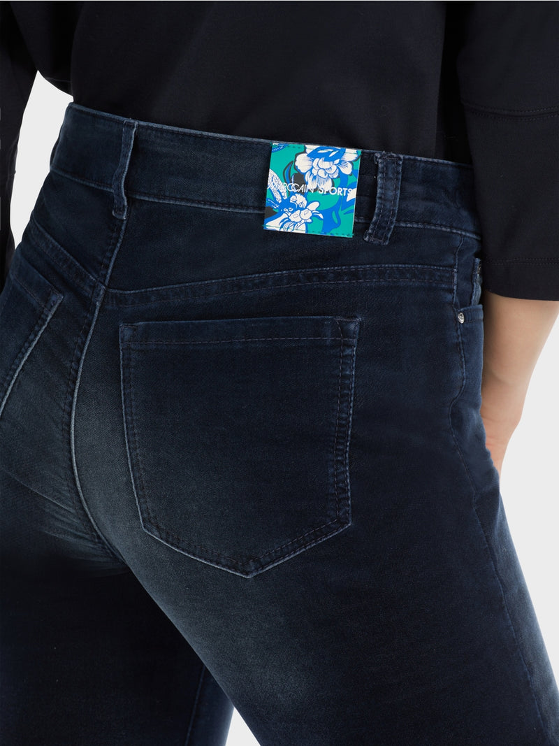 Navy Velvet Straight Jeans