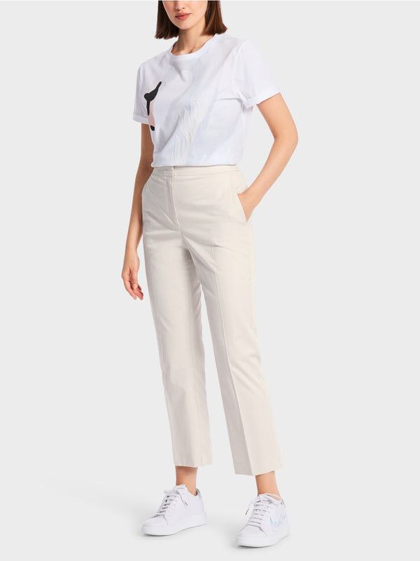Chalk Stretch Cotton Cropped Trousers
