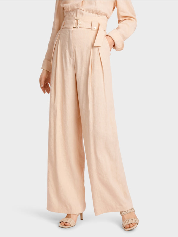 Soft Rose Pleated Linen Trousers
