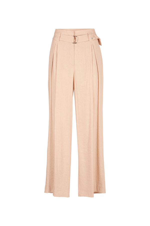 Soft Rose Pleated Linen Trousers