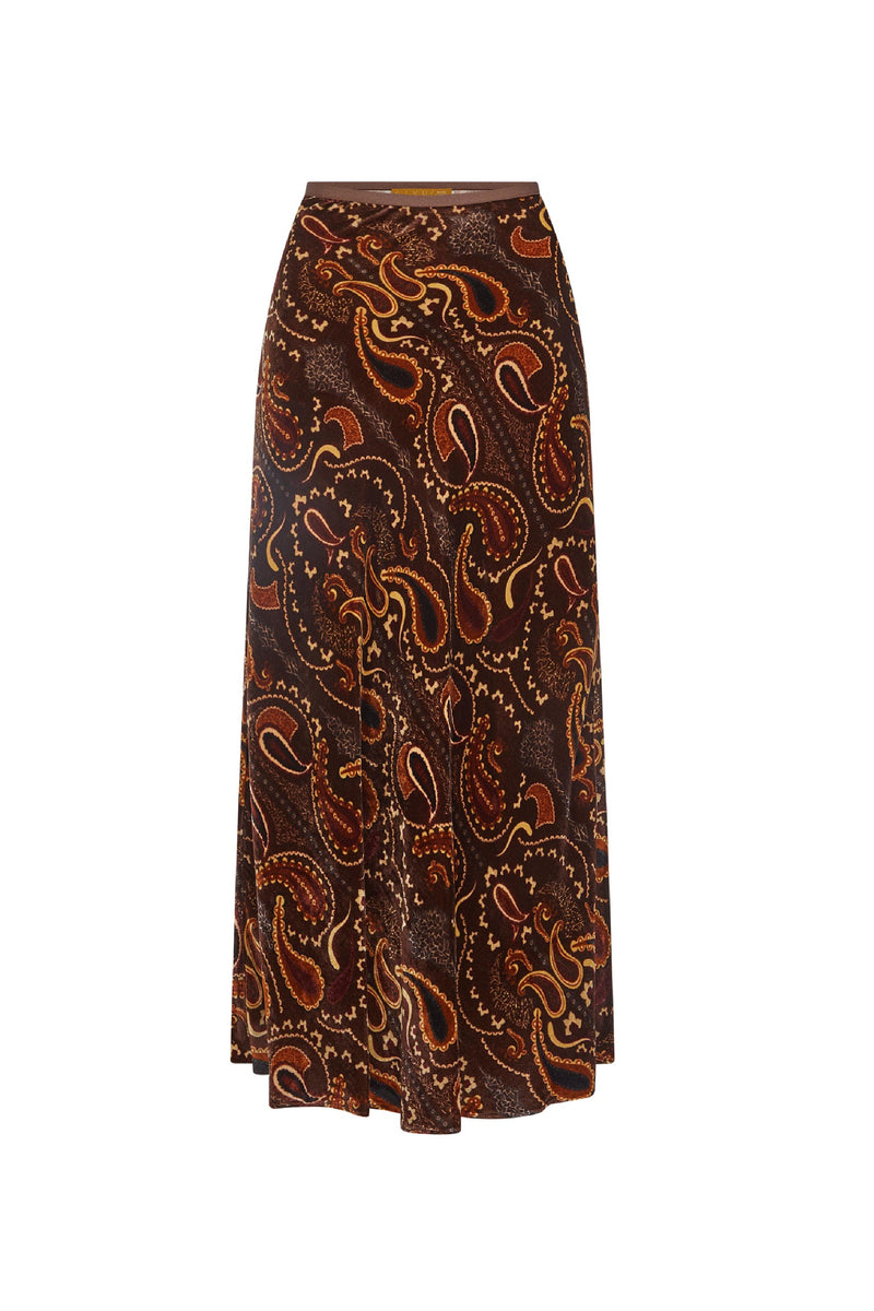 Chocolate Paisley Printed Skirt