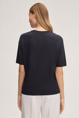 Navy Lyocell Boxy Tee