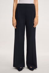 Navy Crepe Marlene Wide Trousers