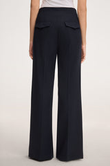 Navy Crepe Marlene Wide Trousers