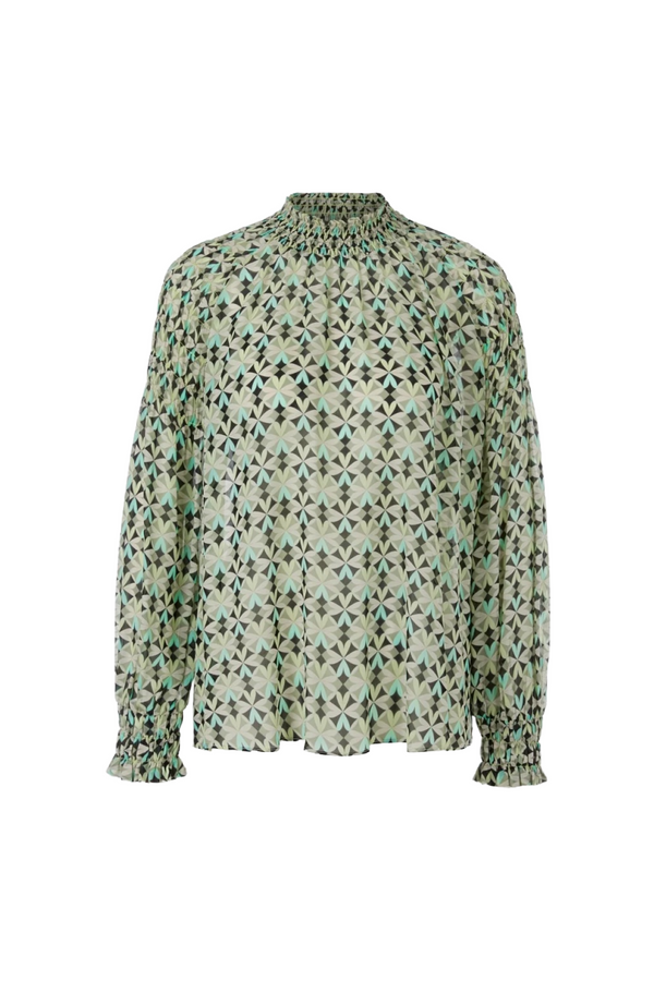 Geometric Smocked Blouse