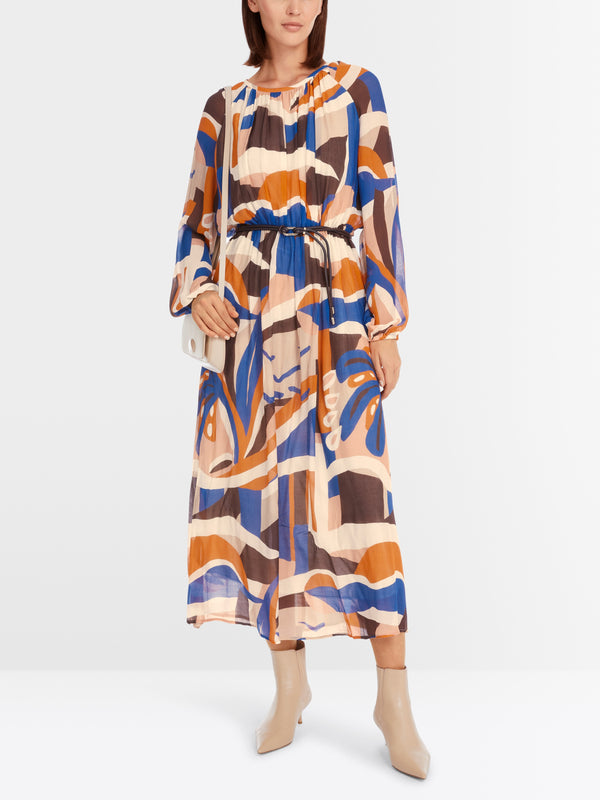 Abstract Chiffon Maxi Dress