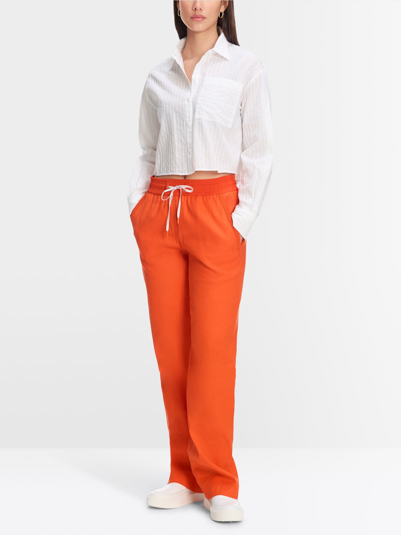 Orange Linen Mix Trousers