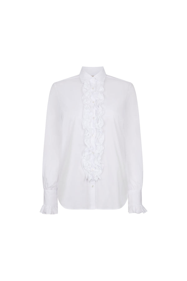 Ruffle Front Cotton Shirt
