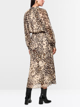 Leopard Print Chiffon Maxi Dress