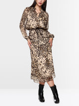 Leopard Print Chiffon Maxi Dress