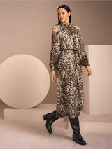 Leopard Print Chiffon Maxi Dress