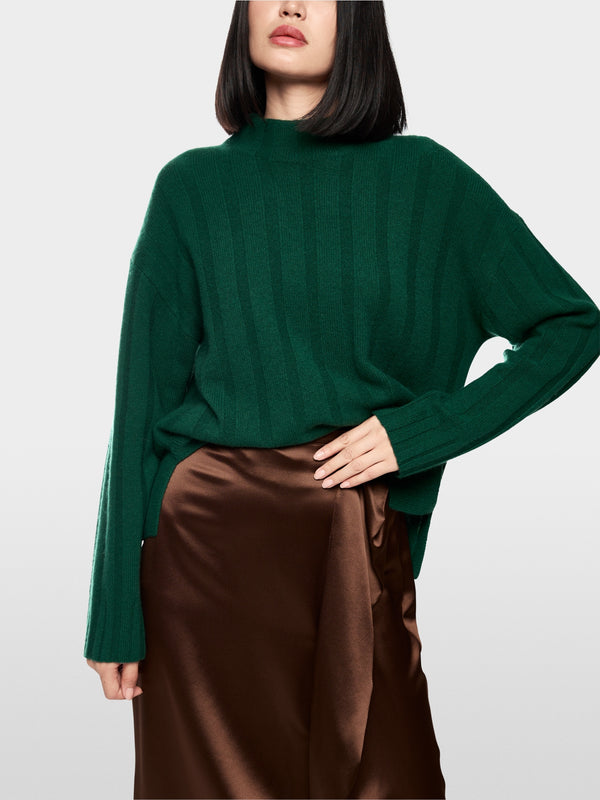 Green High Neck Relaxed Sweater