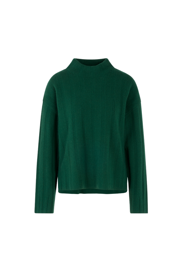 Green High Neck Relaxed Sweater