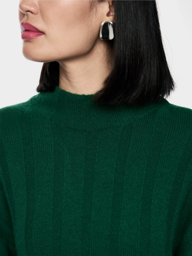 Green High Neck Relaxed Sweater
