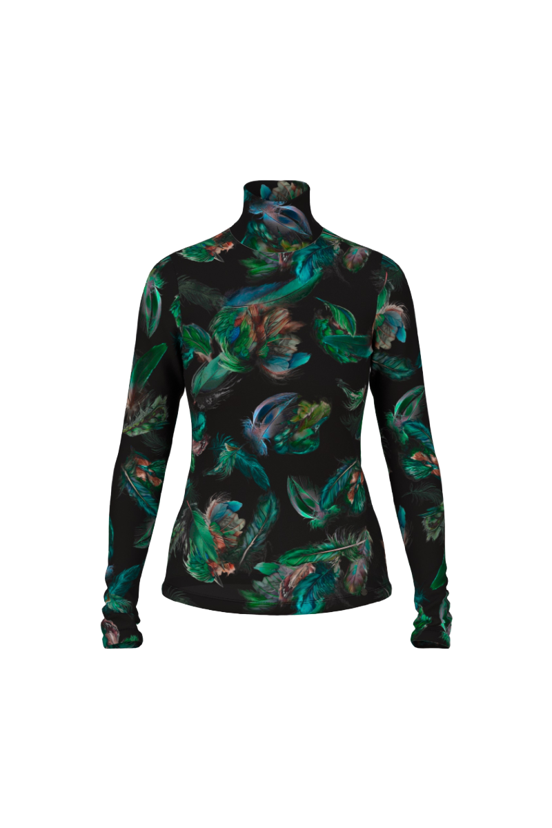 Feather Print High neck Top