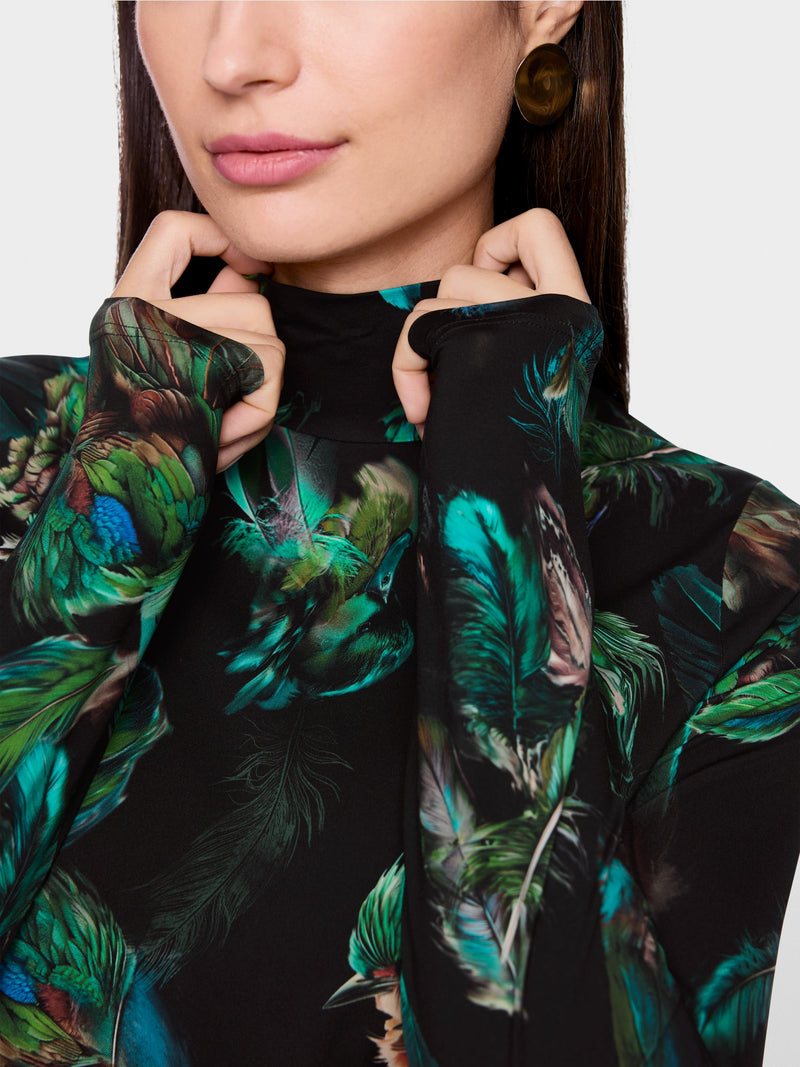 Feather Print High neck Top