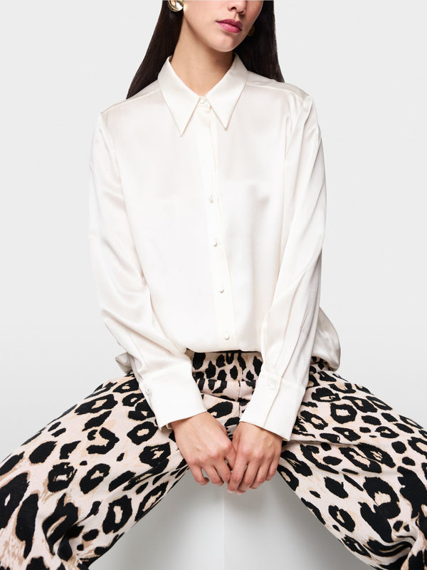 Cream Elegant Silk Blouse