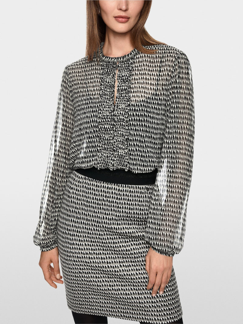 Printed Chiffon Ruffle Blouse