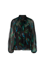 Feather Print Chiffon Blouse