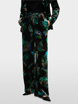 Feather Print Velvet Trousers