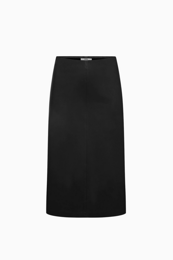 Black Leather Midi Skirt