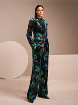 Feather Print Velvet Trousers