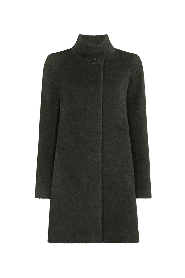 Olive Alpaca Flared Coat