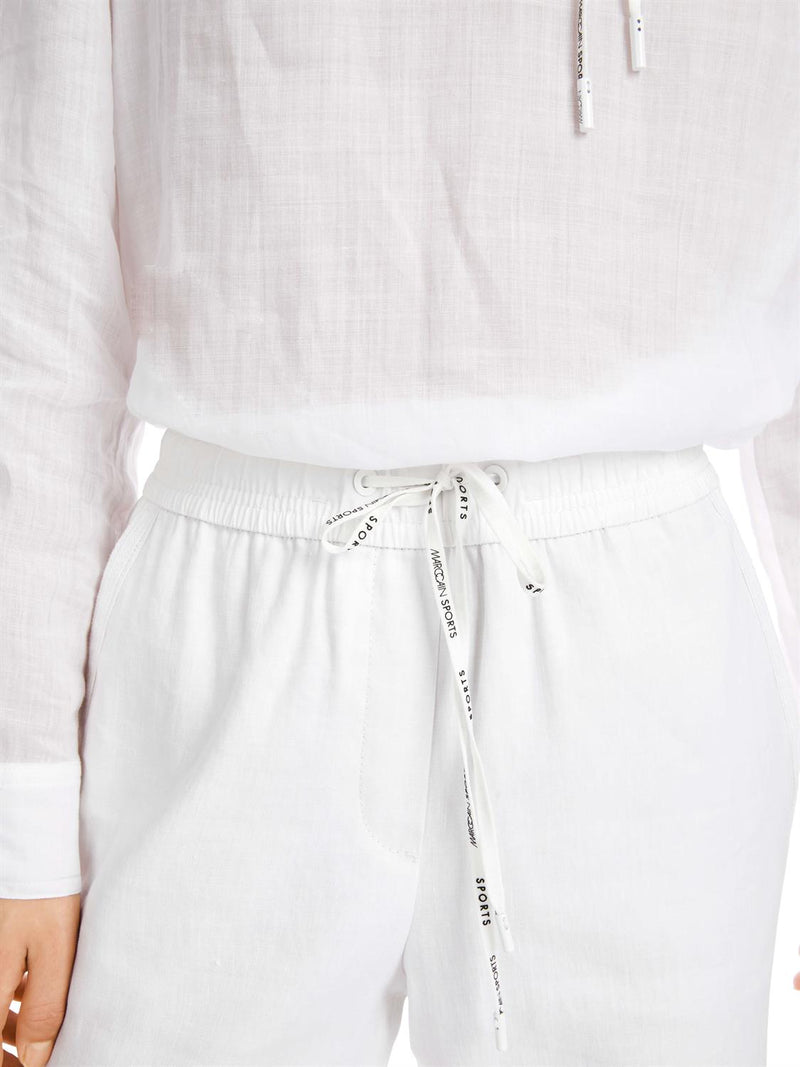 White Linen Mix Trousers