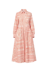 Coral Printed Cotton Dress