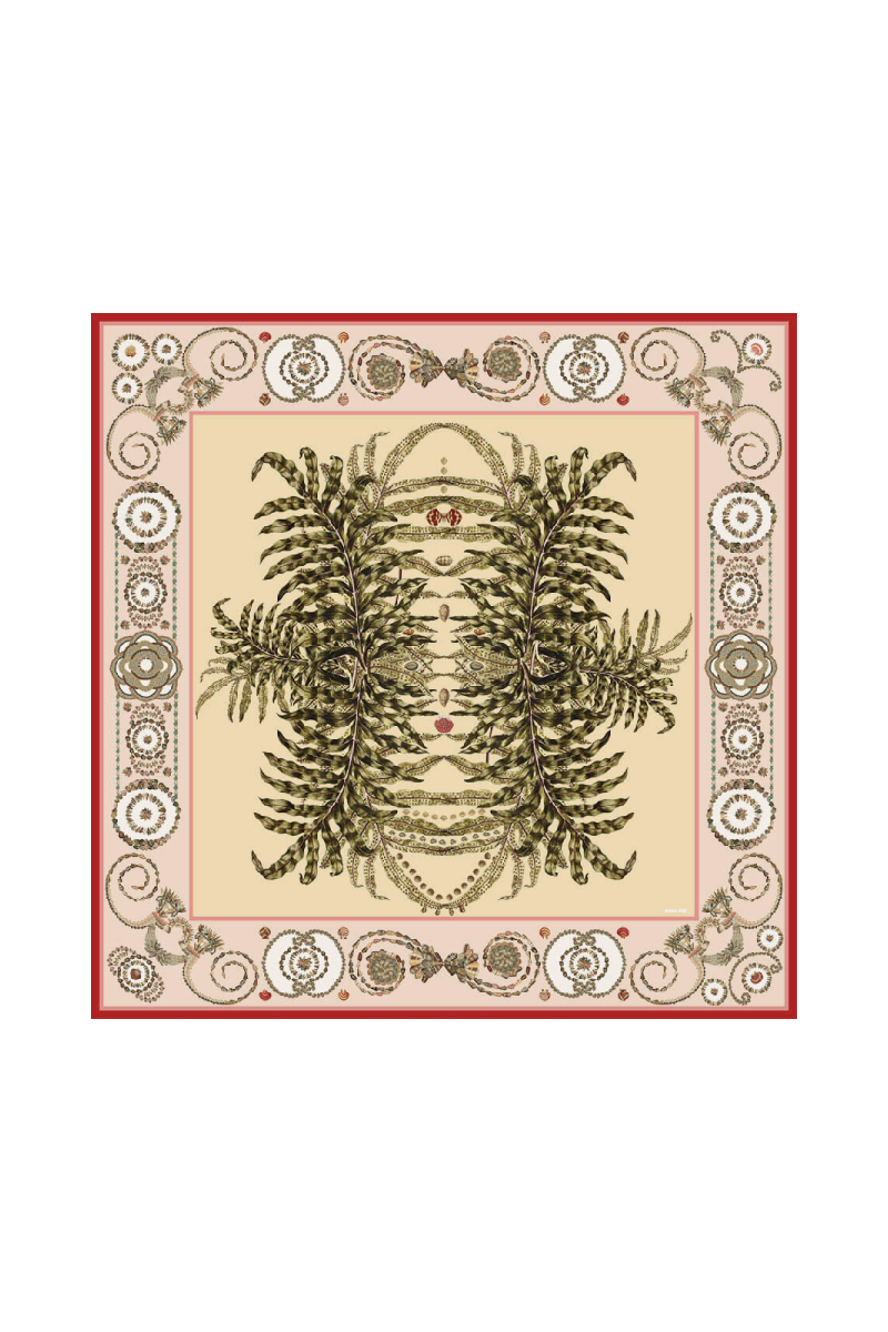 Duetto Leaf Print Silk Scarf
